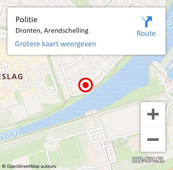 Locatie op kaart van de 112 melding: Politie Dronten, Arendschelling op 2 oktober 2023 08:45