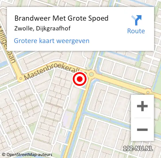 Locatie op kaart van de 112 melding: Brandweer Met Grote Spoed Naar Zwolle, Dijkgraafhof op 2 oktober 2023 09:02