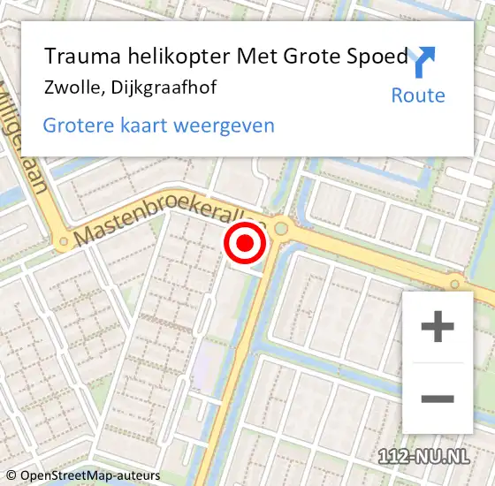 Locatie op kaart van de 112 melding: Trauma helikopter Met Grote Spoed Naar Zwolle, Dijkgraafhof op 2 oktober 2023 09:03