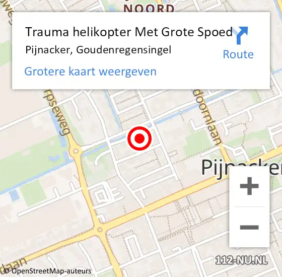 Locatie op kaart van de 112 melding: Trauma helikopter Met Grote Spoed Naar Pijnacker, Goudenregensingel op 2 oktober 2023 09:03