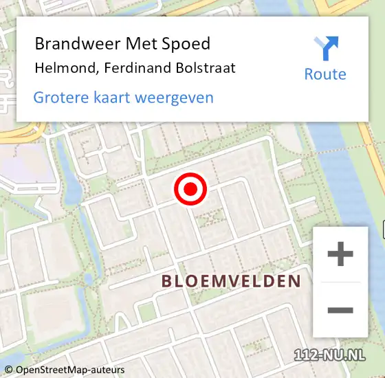 Locatie op kaart van de 112 melding: Brandweer Met Spoed Naar Helmond, Ferdinand Bolstraat op 2 oktober 2023 09:05