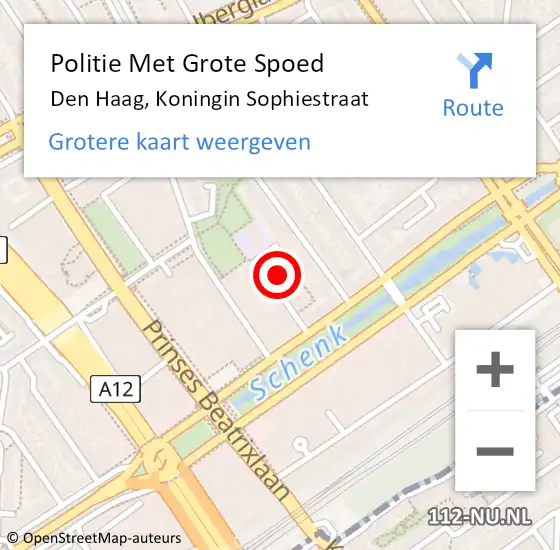 Locatie op kaart van de 112 melding: Politie Met Grote Spoed Naar Den Haag, Koningin Sophiestraat op 2 oktober 2023 09:24