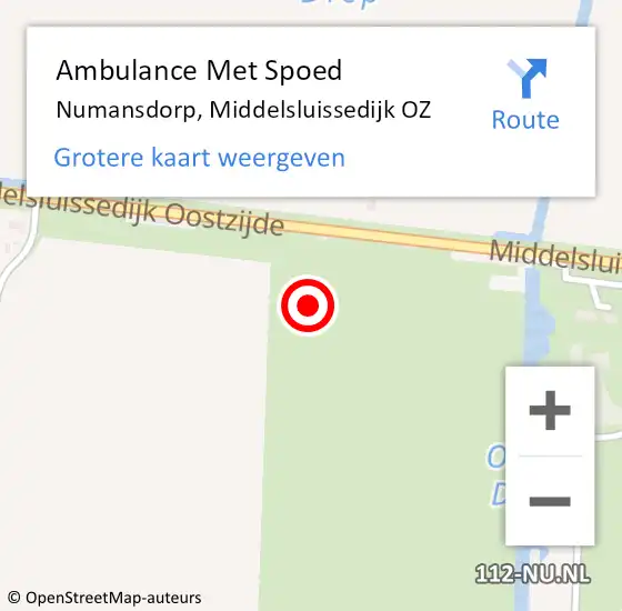 Locatie op kaart van de 112 melding: Ambulance Met Spoed Naar Numansdorp, Middelsluissedijk OZ op 2 oktober 2023 09:28