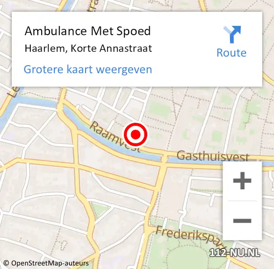 Locatie op kaart van de 112 melding: Ambulance Met Spoed Naar Haarlem, Korte Annastraat op 2 oktober 2023 10:02