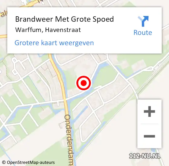 Locatie op kaart van de 112 melding: Brandweer Met Grote Spoed Naar Warffum, Havenstraat op 2 oktober 2023 10:03