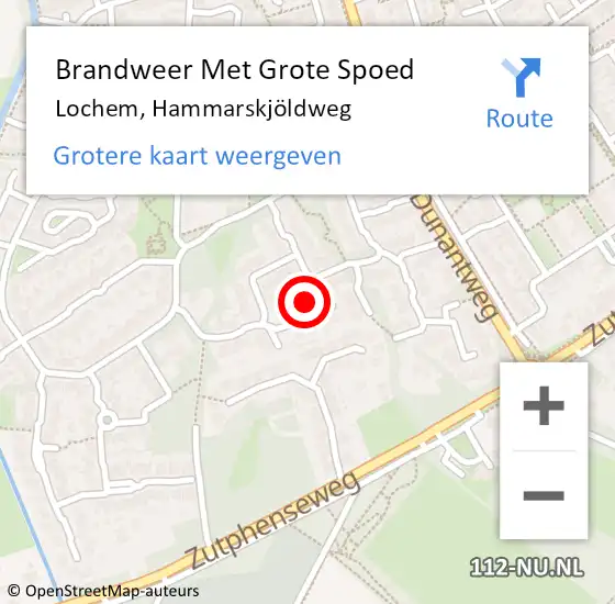 Locatie op kaart van de 112 melding: Brandweer Met Grote Spoed Naar Lochem, Hammarskjöldweg op 2 oktober 2023 10:09