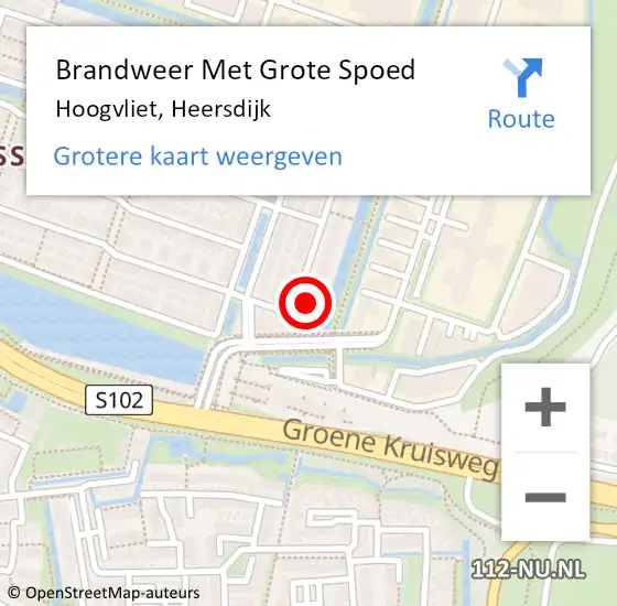 Locatie op kaart van de 112 melding: Brandweer Met Grote Spoed Naar Hoogvliet, Heersdijk op 2 oktober 2023 10:28