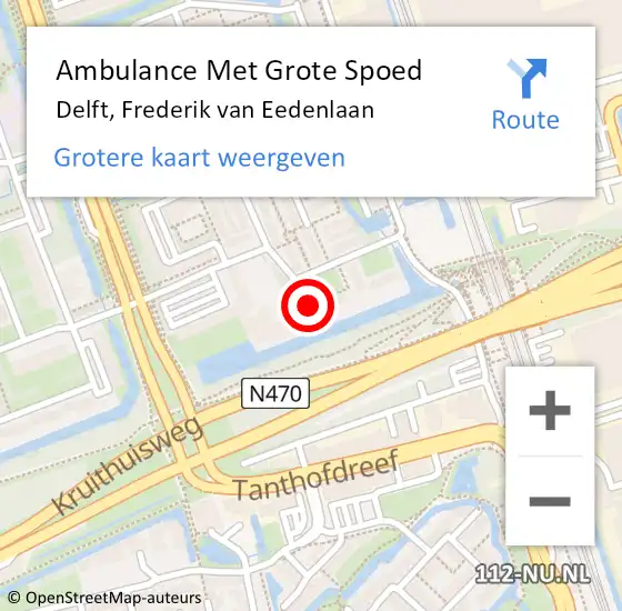 Locatie op kaart van de 112 melding: Ambulance Met Grote Spoed Naar Delft, Frederik van Eedenlaan op 2 oktober 2023 10:35