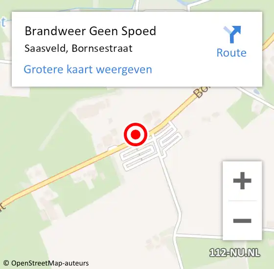 Locatie op kaart van de 112 melding: Brandweer Geen Spoed Naar Saasveld, Bornsestraat op 2 oktober 2023 10:44