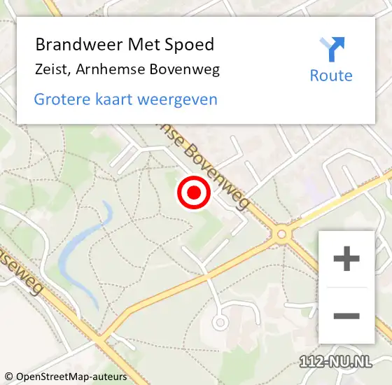 Locatie op kaart van de 112 melding: Brandweer Met Spoed Naar Zeist, Arnhemse Bovenweg op 2 oktober 2023 11:48