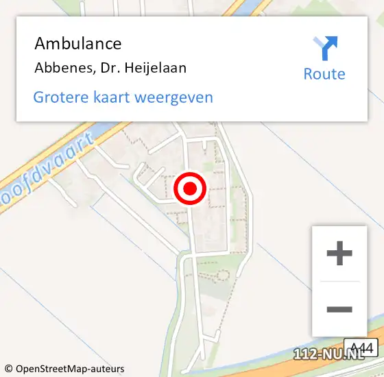 Locatie op kaart van de 112 melding: Ambulance Abbenes, Dr. Heijelaan op 2 oktober 2023 12:01