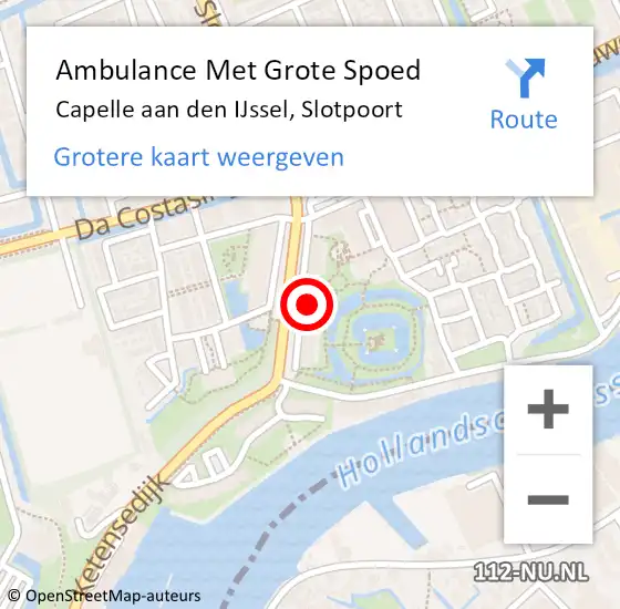 Locatie op kaart van de 112 melding: Ambulance Met Grote Spoed Naar Capelle aan den IJssel, Slotpoort op 2 oktober 2023 12:20