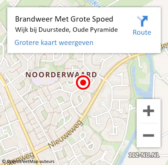 Locatie op kaart van de 112 melding: Brandweer Met Grote Spoed Naar Wijk bij Duurstede, Oude Pyramide op 2 oktober 2023 12:32