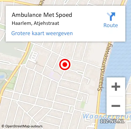 Locatie op kaart van de 112 melding: Ambulance Met Spoed Naar Haarlem, Atjehstraat op 2 oktober 2023 12:33