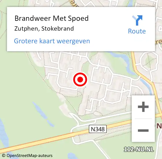 Locatie op kaart van de 112 melding: Brandweer Met Spoed Naar Zutphen, Stokebrand op 2 oktober 2023 12:55