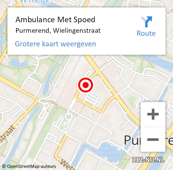 Locatie op kaart van de 112 melding: Ambulance Met Spoed Naar Purmerend, Wielingenstraat op 2 oktober 2023 12:58