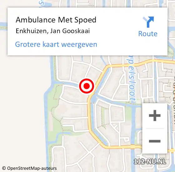 Locatie op kaart van de 112 melding: Ambulance Met Spoed Naar Enkhuizen, Jan Gooskaai op 2 oktober 2023 13:10