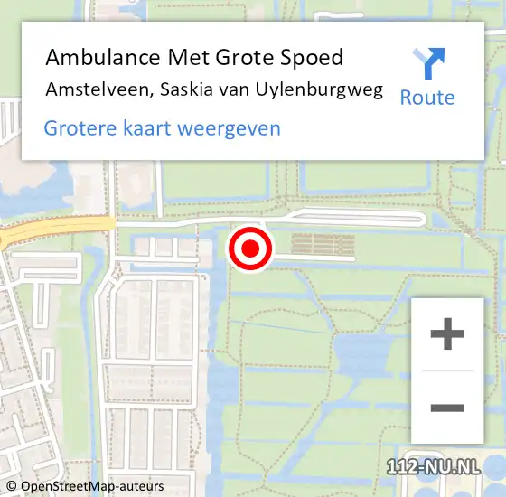 Locatie op kaart van de 112 melding: Ambulance Met Grote Spoed Naar Amstelveen, Saskia van Uylenburgweg op 2 oktober 2023 13:23