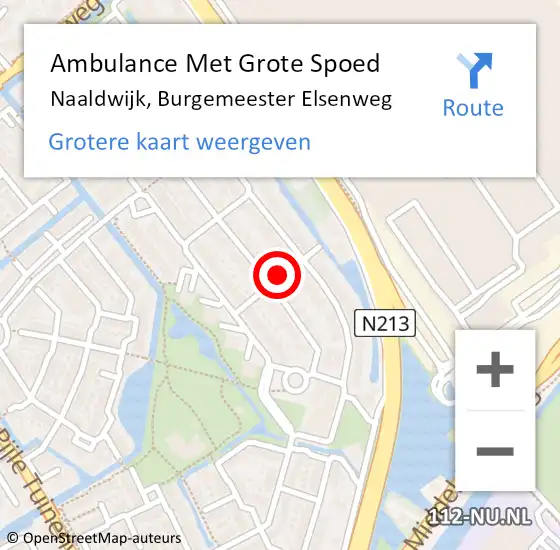 Locatie op kaart van de 112 melding: Ambulance Met Grote Spoed Naar Naaldwijk, Burgemeester Elsenweg op 2 oktober 2023 14:02