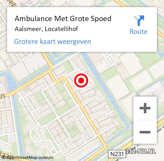 Locatie op kaart van de 112 melding: Ambulance Met Grote Spoed Naar Aalsmeer, Locatellihof op 2 oktober 2023 14:09