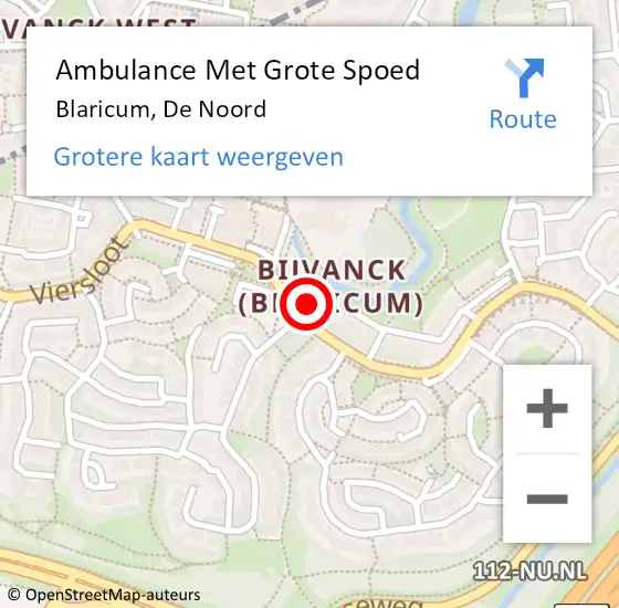 Locatie op kaart van de 112 melding: Ambulance Met Grote Spoed Naar Blaricum, De Noord op 10 september 2014 10:05