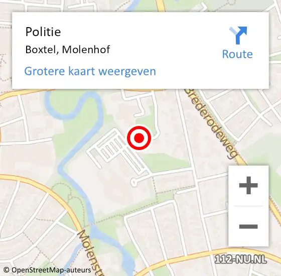 Locatie op kaart van de 112 melding: Politie Boxtel, Molenhof op 2 oktober 2023 14:37
