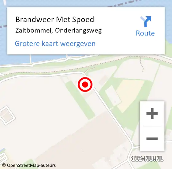 Locatie op kaart van de 112 melding: Brandweer Met Spoed Naar Zaltbommel, Onderlangsweg op 2 oktober 2023 14:42