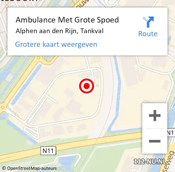 Locatie op kaart van de 112 melding: Ambulance Met Grote Spoed Naar Alphen aan den Rijn, Tankval op 2 oktober 2023 14:57