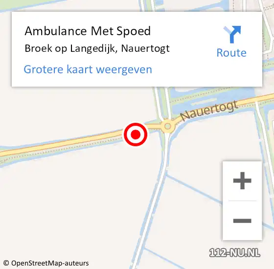 Locatie op kaart van de 112 melding: Ambulance Met Spoed Naar Broek op Langedijk, Nauertogt op 2 oktober 2023 15:24