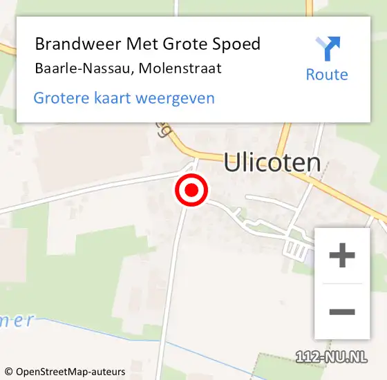 Locatie op kaart van de 112 melding: Brandweer Met Grote Spoed Naar Baarle-Nassau, Molenstraat op 2 oktober 2023 15:26