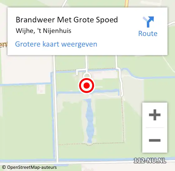 Locatie op kaart van de 112 melding: Brandweer Met Grote Spoed Naar Wijhe, 't Nijenhuis op 2 oktober 2023 15:26