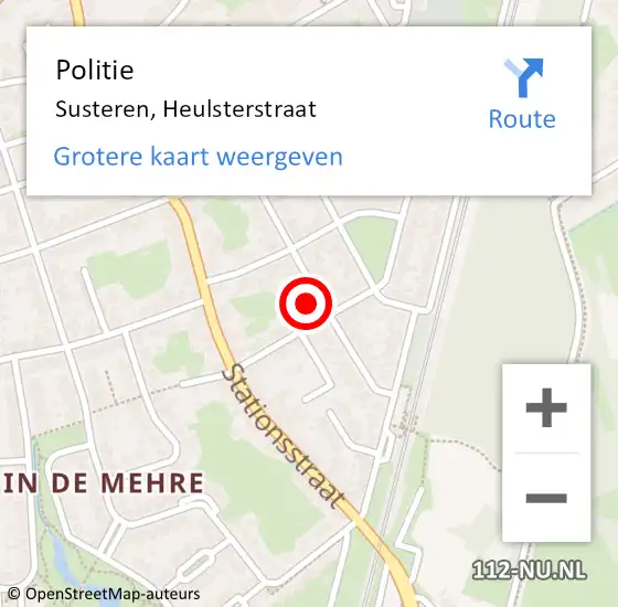 Locatie op kaart van de 112 melding: Politie Susteren, Heulsterstraat op 2 oktober 2023 15:54