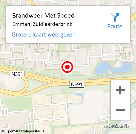 Locatie op kaart van de 112 melding: Brandweer Met Spoed Naar Emmen, Zuidlaarderbrink op 2 oktober 2023 15:57