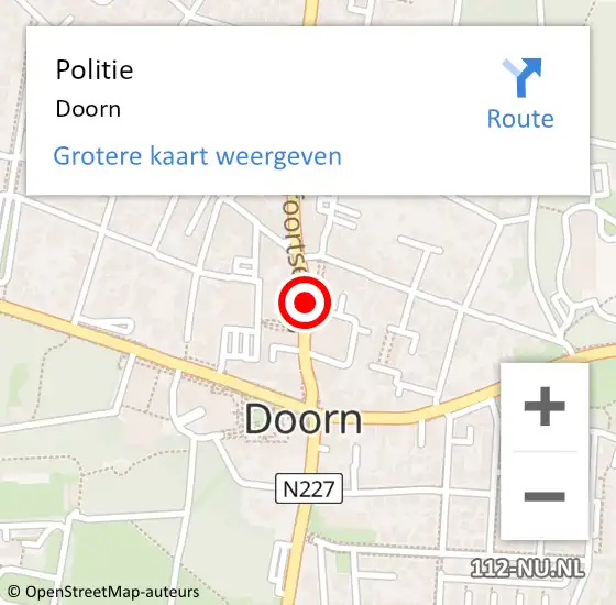 Locatie op kaart van de 112 melding: Politie Doorn op 2 oktober 2023 15:58