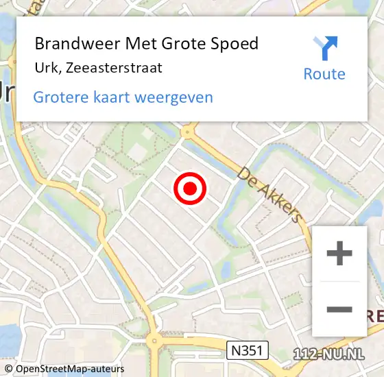 Locatie op kaart van de 112 melding: Brandweer Met Grote Spoed Naar Urk, Zeeasterstraat op 2 oktober 2023 16:50