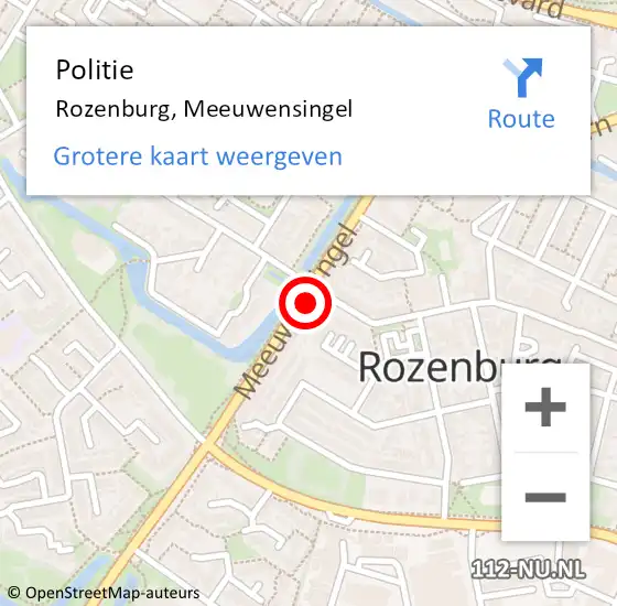 Locatie op kaart van de 112 melding: Politie Rozenburg, Meeuwensingel op 2 oktober 2023 16:53