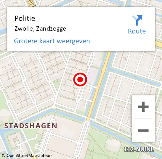 Locatie op kaart van de 112 melding: Politie Zwolle, Zandzegge op 2 oktober 2023 17:20