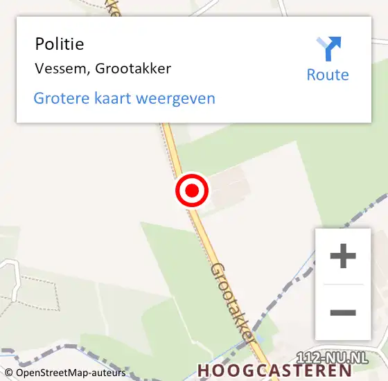 Locatie op kaart van de 112 melding: Politie Vessem, Grootakker op 2 oktober 2023 17:20