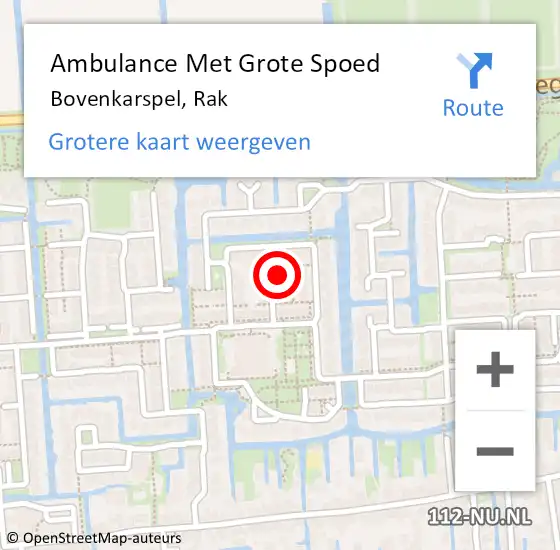Locatie op kaart van de 112 melding: Ambulance Met Grote Spoed Naar Bovenkarspel, Rak op 2 oktober 2023 17:43