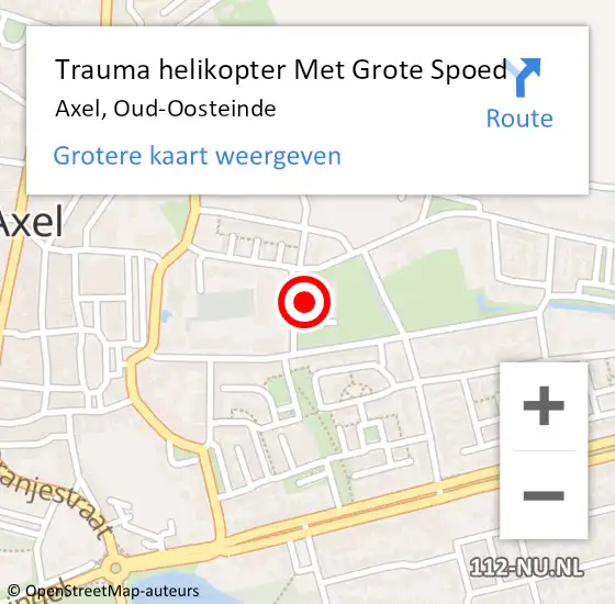 Locatie op kaart van de 112 melding: Trauma helikopter Met Grote Spoed Naar Axel, Oud-Oosteinde op 2 oktober 2023 17:54