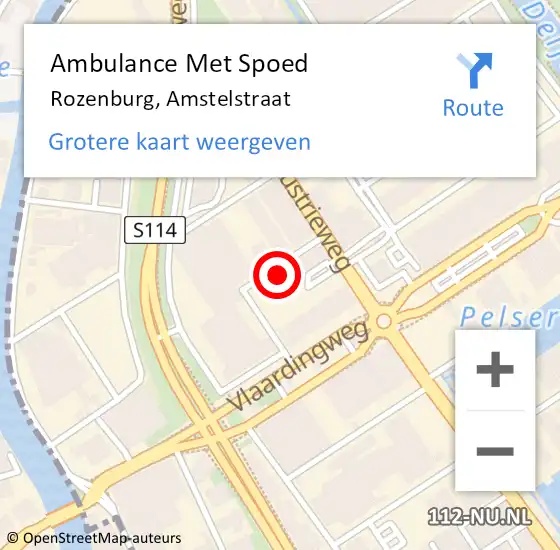 Locatie op kaart van de 112 melding: Ambulance Met Spoed Naar Rozenburg, Amstelstraat op 2 oktober 2023 18:18