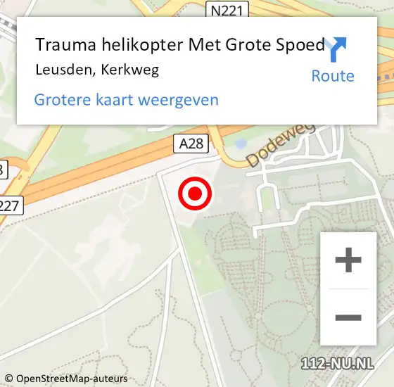 Locatie op kaart van de 112 melding: Trauma helikopter Met Grote Spoed Naar Leusden, Kerkweg op 2 oktober 2023 18:27
