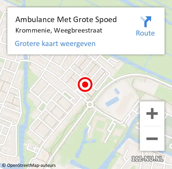 Locatie op kaart van de 112 melding: Ambulance Met Grote Spoed Naar Krommenie, Weegbreestraat op 2 oktober 2023 19:05