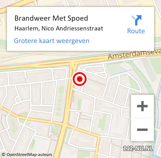 Locatie op kaart van de 112 melding: Brandweer Met Spoed Naar Haarlem, Nico Andriessenstraat op 2 oktober 2023 19:07