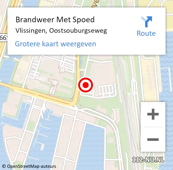 Locatie op kaart van de 112 melding: Brandweer Met Spoed Naar Vlissingen, Oostsouburgseweg op 2 oktober 2023 19:27