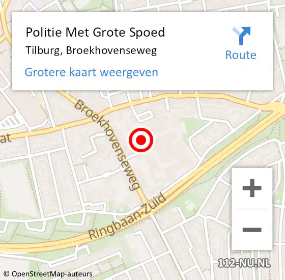 Locatie op kaart van de 112 melding: Politie Met Grote Spoed Naar Tilburg, Broekhovenseweg op 2 oktober 2023 19:36