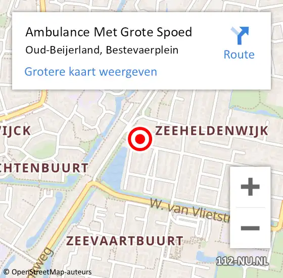 Locatie op kaart van de 112 melding: Ambulance Met Grote Spoed Naar Oud-Beijerland, Bestevaerplein op 2 oktober 2023 19:38