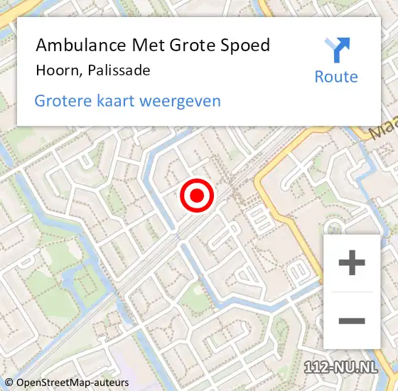 Locatie op kaart van de 112 melding: Ambulance Met Grote Spoed Naar Hoorn, Palissade op 2 oktober 2023 19:44