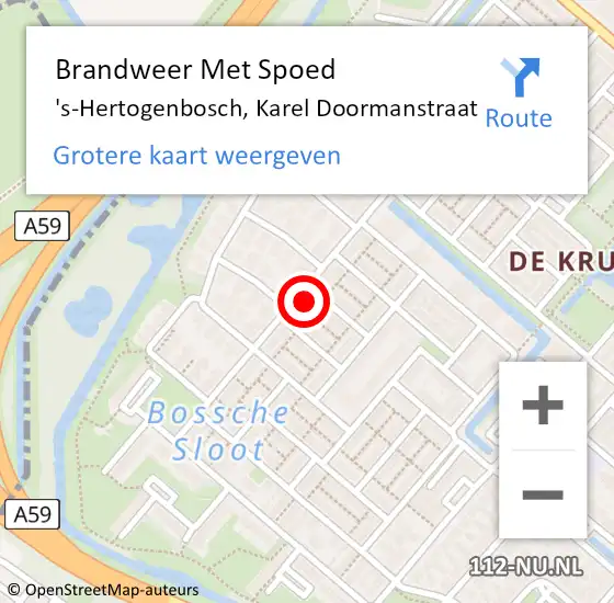 Locatie op kaart van de 112 melding: Brandweer Met Spoed Naar 's-Hertogenbosch, Karel Doormanstraat op 2 oktober 2023 19:46