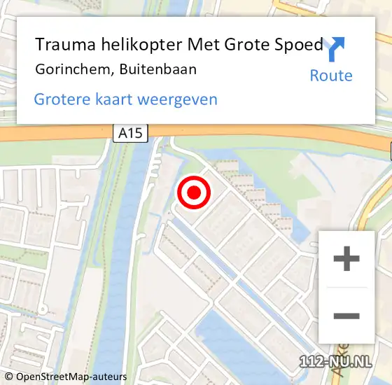 Locatie op kaart van de 112 melding: Trauma helikopter Met Grote Spoed Naar Gorinchem, Buitenbaan op 2 oktober 2023 19:58